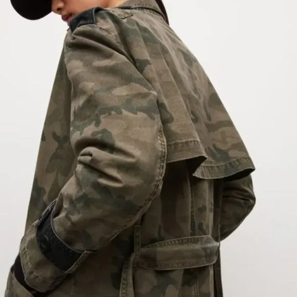Allsaints camouflage denim trenchcoat